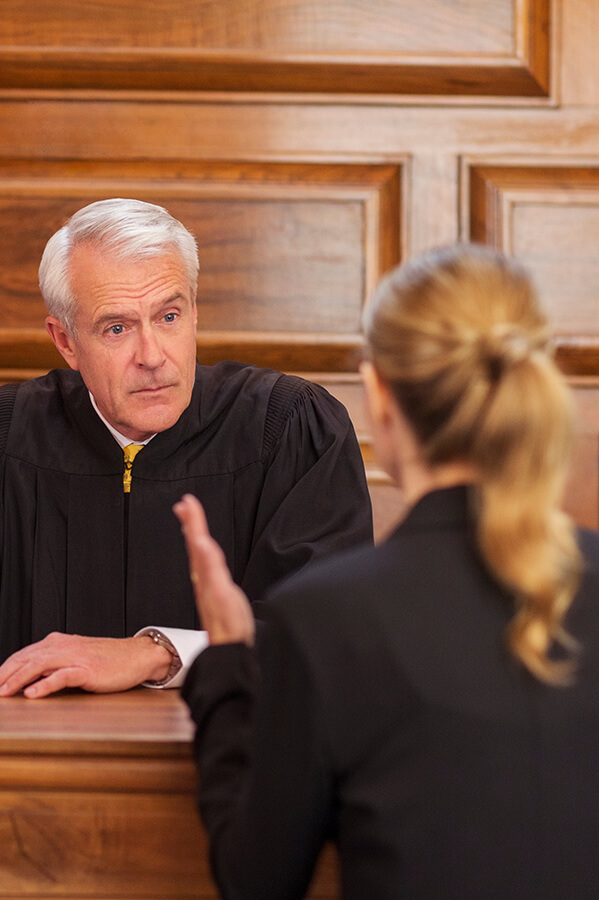 judge and lawyer in court